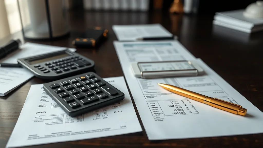 A professional office setting with organized financial docum